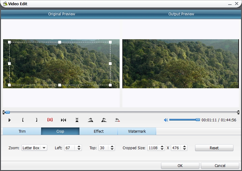 how to crop a video size