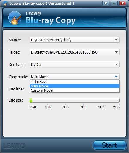 leawo blu ray player main title menu
